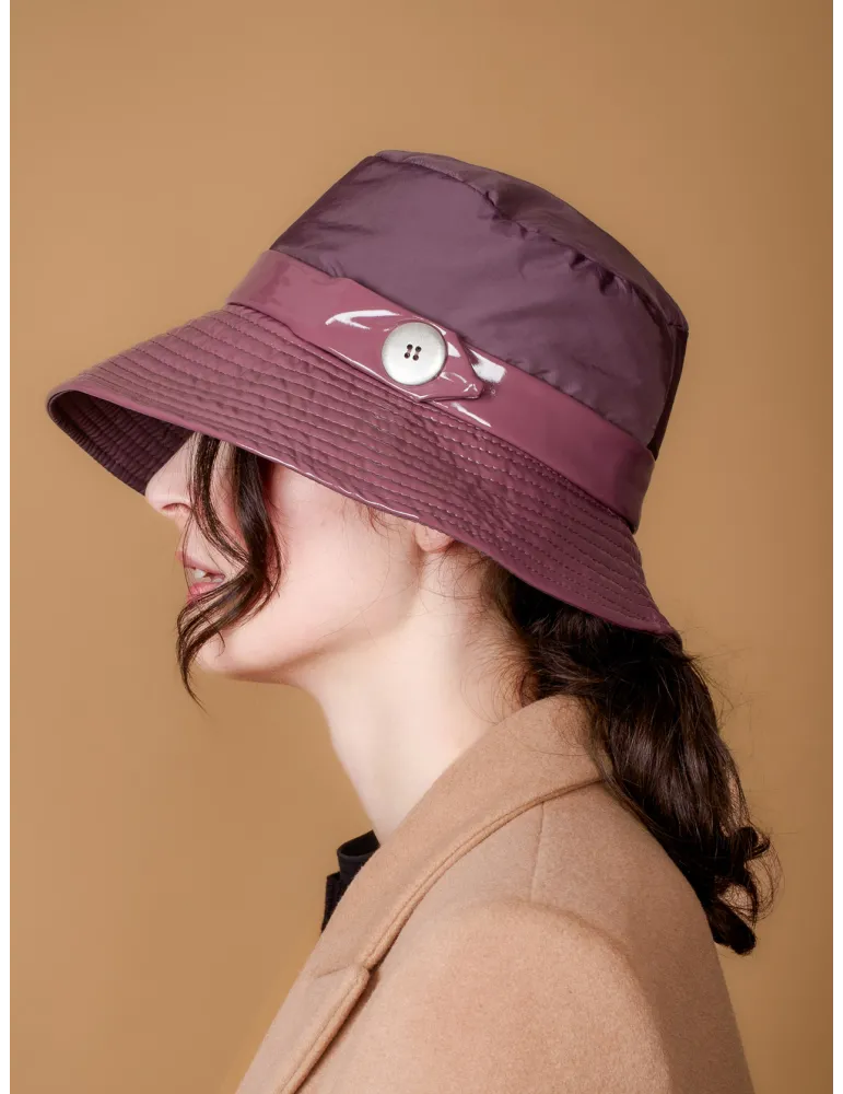 Mauve Rose Rainproof Cloche Hat in Matte and Glossy Fabric
