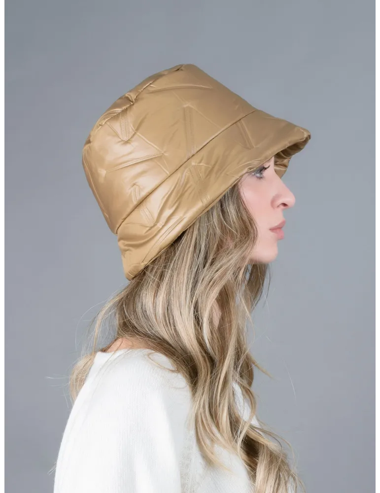 Bissoli Camel brown padded fabric Cloche Hat