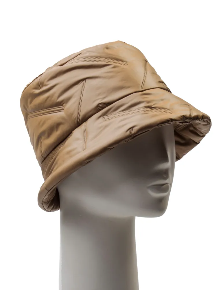 Bissoli Camel brown padded fabric Cloche Hat