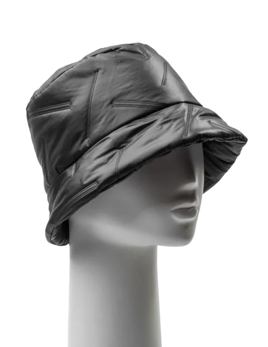 Black padded fabric Cloche Hat with lining by Bissoli