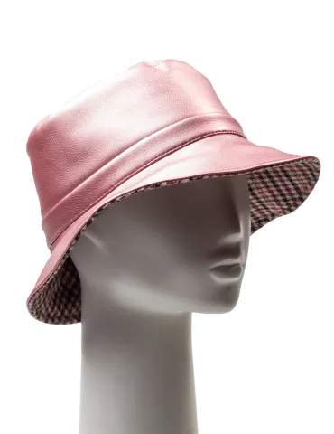 Pink faux leather rainproof Cloche Hat