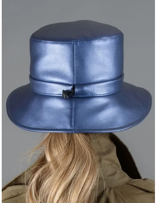 Pink faux leather rainproof Cloche Hat