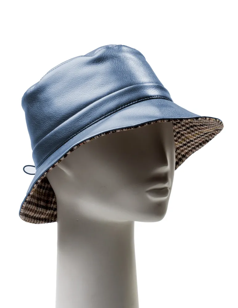 Pink faux leather rainproof Cloche Hat