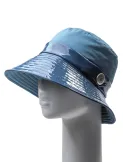 Blue Rainproof Cloche Hat in Matte and Glossy Fabric