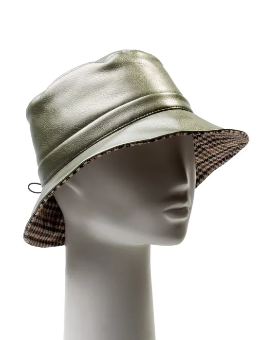 Bissoli Light green faux leather rainproof Cloche Hat
