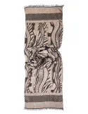 Bissoli Beige and black jacquard formal scarf with platinum lurex