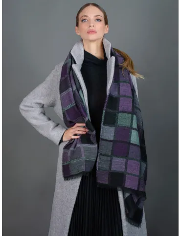 Checked Scarf in Grey black and purple by Bissoli 2