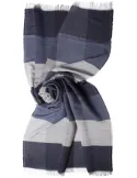 Oversized Checked Scarf in Grey Blue and Avio by Bissoli