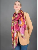 Sciarpa garzata in pura lana a fiori disegno cashmere | Bissoli