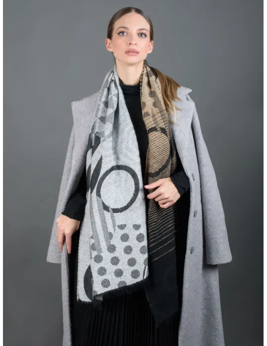 Bissoli sciarpe A/I 25-26 | Sciarpa stola pashmina disegno geometrico