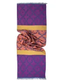 Sciarpa pashmina a fiori jacquard arancio e viola by Bissoli