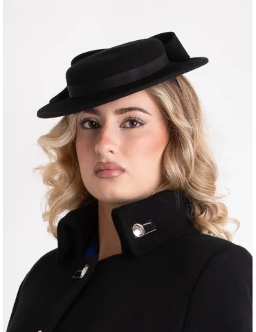 Black Wool Fascinator with Bow | Complit Winter Wedding Hair Hat 2