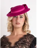 Fuchsia wool fascinator winter wedding hair litte hat