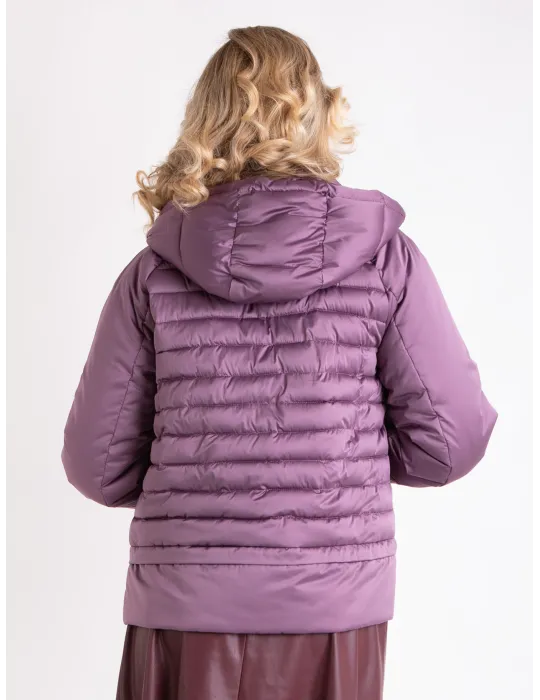 Plussize Silver Padded Coat with Fur Collar | Combine Warmth & Elegance