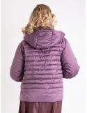 Silver grey formal padded coat with real fur collar