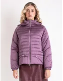 Silver grey formal padded coat with real fur collar