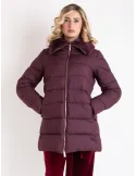 Bordeaux formal padded coat with real fur collar