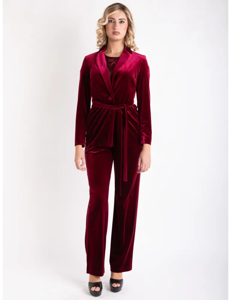 Tailleur elegante velluto bordeaux by Piero Moretti fino alla taglia 60 Tailleur elegante velluto bordeaux by Piero Moretti fino alla taglia 60
