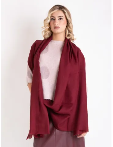 Sciarpa stola pashmina bordeaux in lana e seta by Bissoli 2