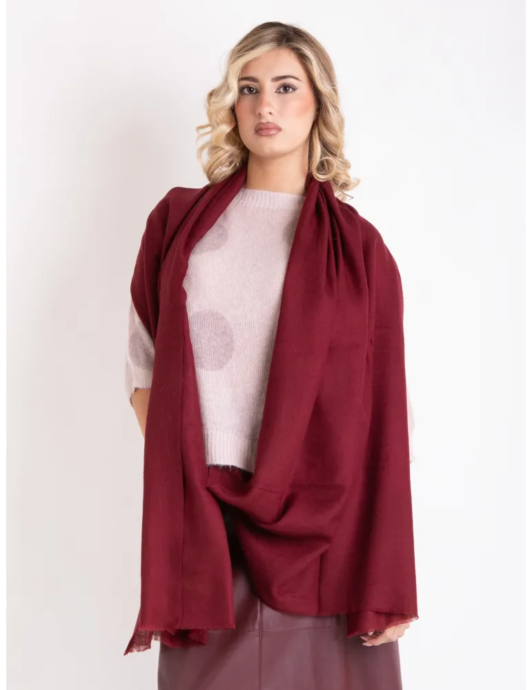 Sciarpa stola pashmina bordeaux in lana e seta by Bissoli