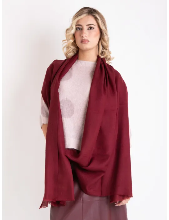 Sciarpa stola pashmina bordeaux in lana e seta by Bissoli
