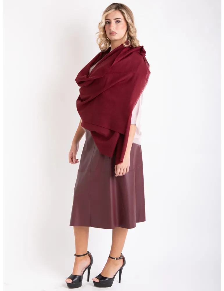 Sciarpa stola pashmina bordeaux in lana e seta by Bissoli