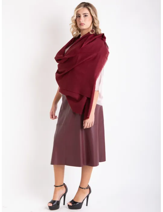 Sciarpa stola pashmina bordeaux in lana e seta by Bissoli