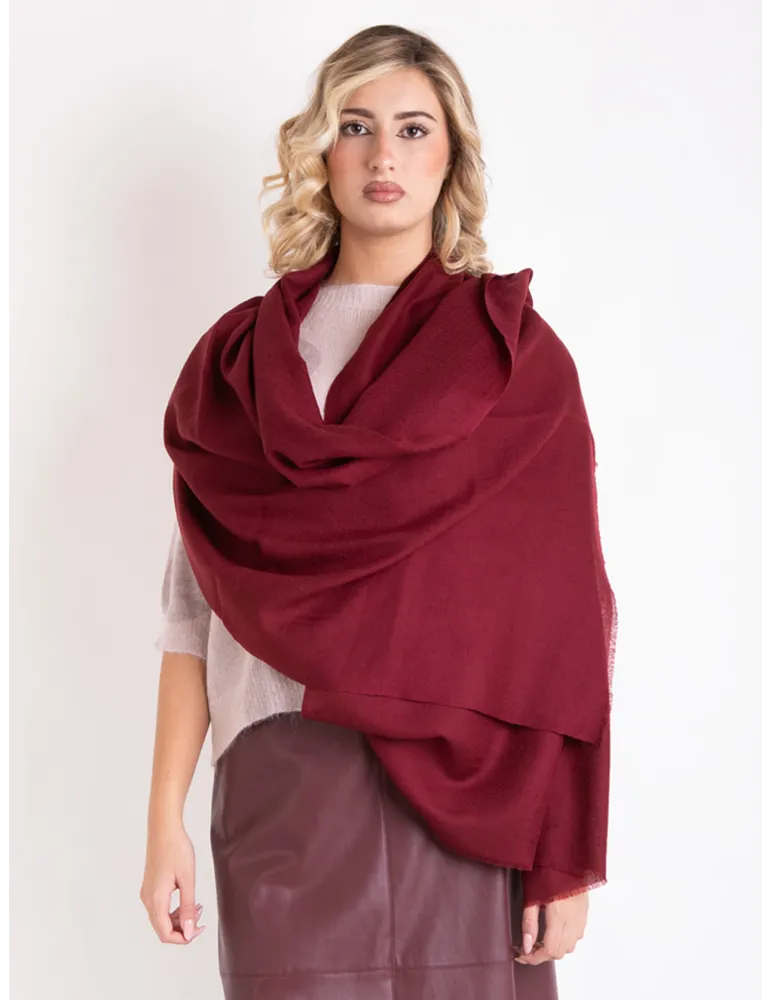 Sciarpa stola pashmina bordeaux in lana e seta by Bissoli