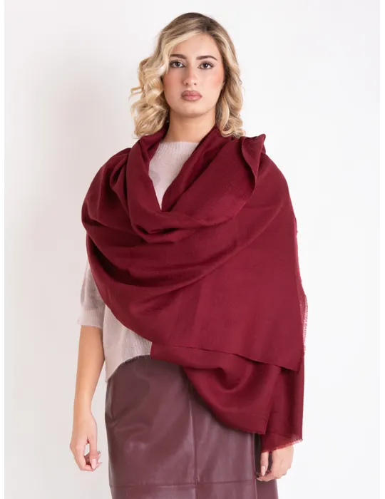 Sciarpa stola pashmina bordeaux in lana e seta by Bissoli