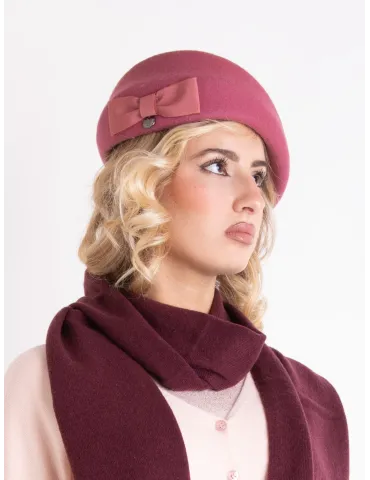 Antique rose felt flat cap with asymmetric brim by Complit 2