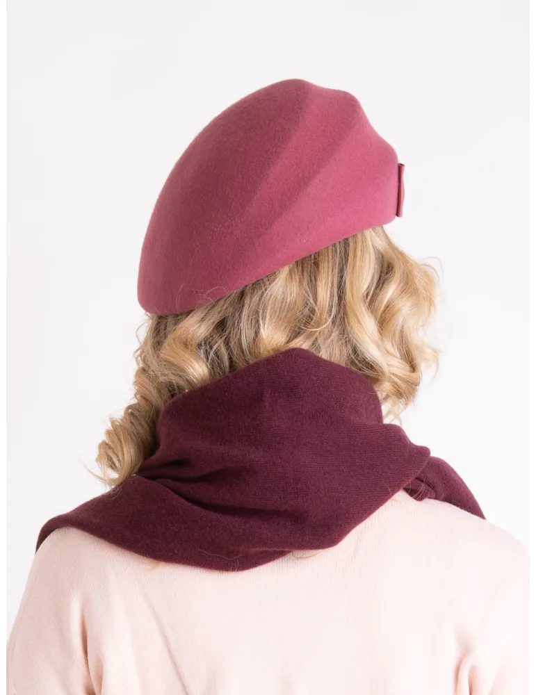 Antique rose felt flat cap with asymmetric brim by Complit