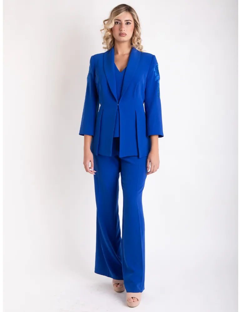 Sonia Pena 1240034 | Tailleur pantaloni verde da cerimonia tre pezzi