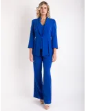 Sonia Peña Royal Blue Silk Three-Piece Formal Pant Suit