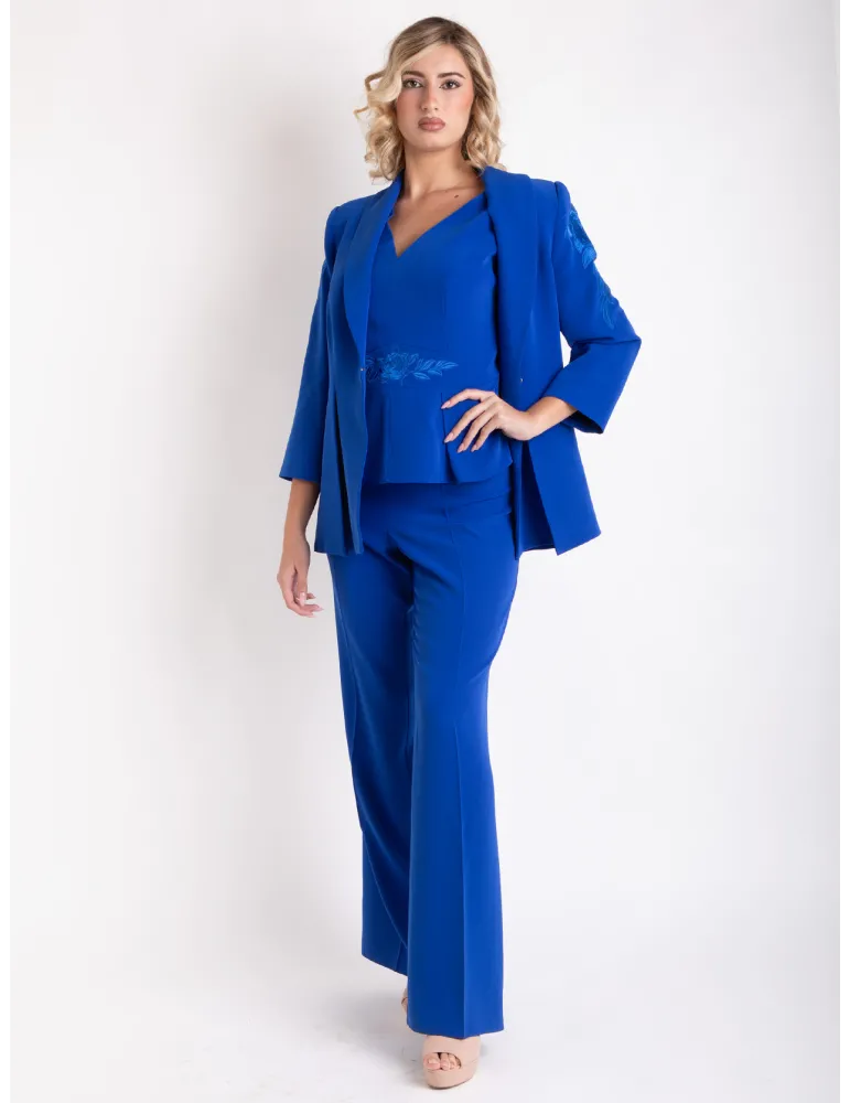 Sonia Pena 1240034 | Tailleur pantaloni verde da cerimonia tre pezzi