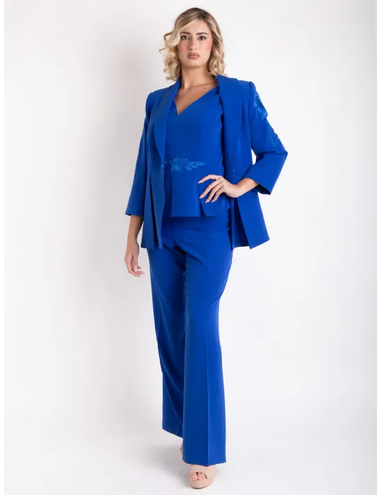 Sonia Pena 1240034 | Tailleur pantaloni verde da cerimonia tre pezzi