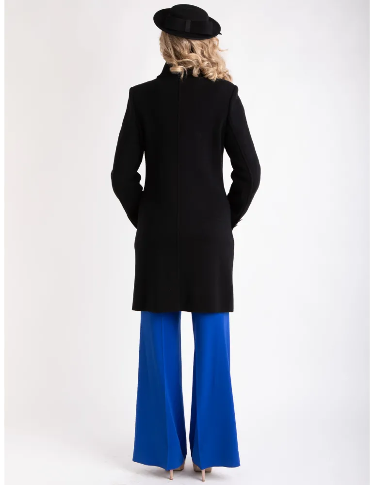 Aldo Colombo Italy | Black thick merino wool coat for ladies