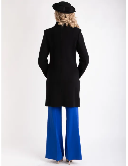 Aldo Colombo Italy | Black thick merino wool coat for ladies