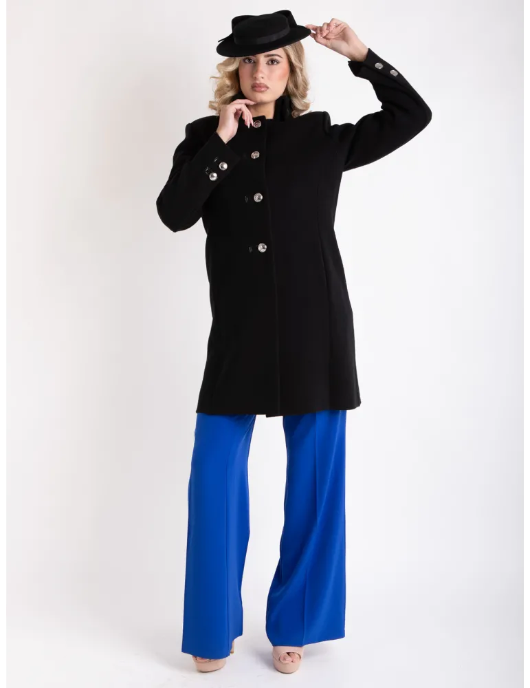 Aldo Colombo Italy | Black thick merino wool coat for ladies