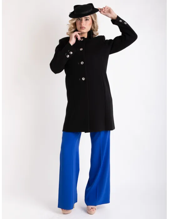 Aldo Colombo Italy | Black thick merino wool coat for ladies