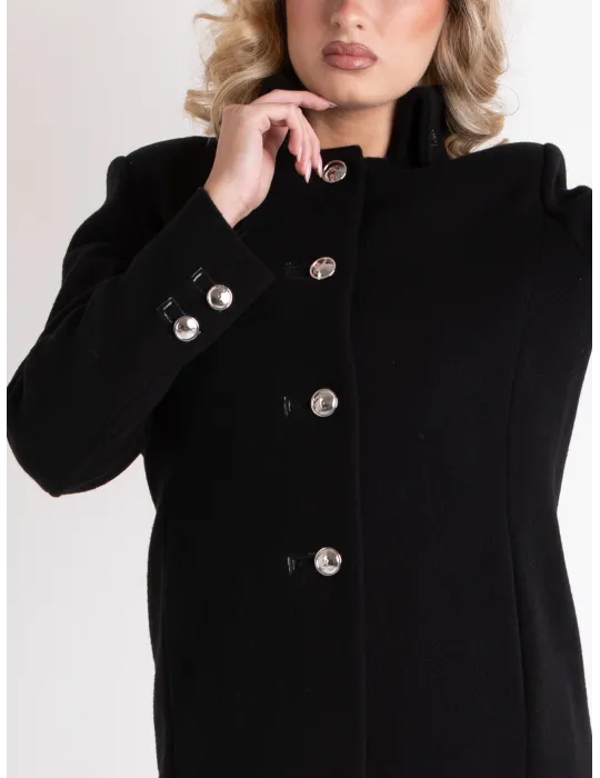 Aldo Colombo Italy | Black thick merino wool coat for ladies