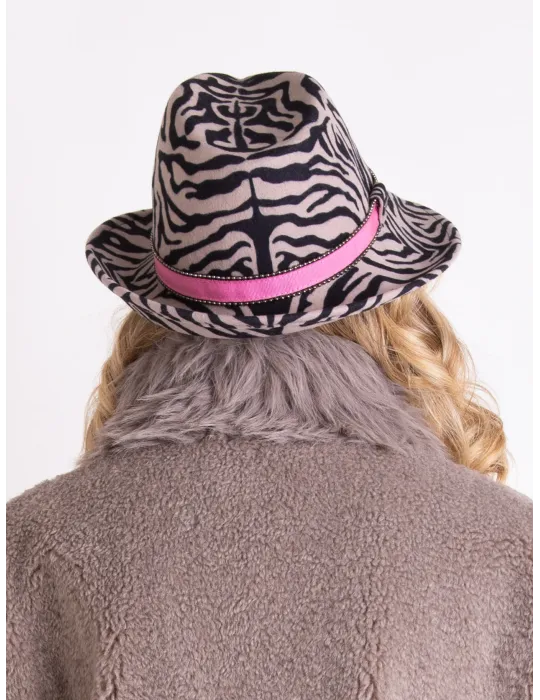 Cappelli Complit | Panama fedora borsalino asimmetrico zebrato rosè