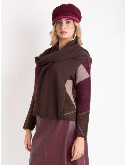 Cappelli donna Complit | Berrettone lana bordeaux con profili velluto