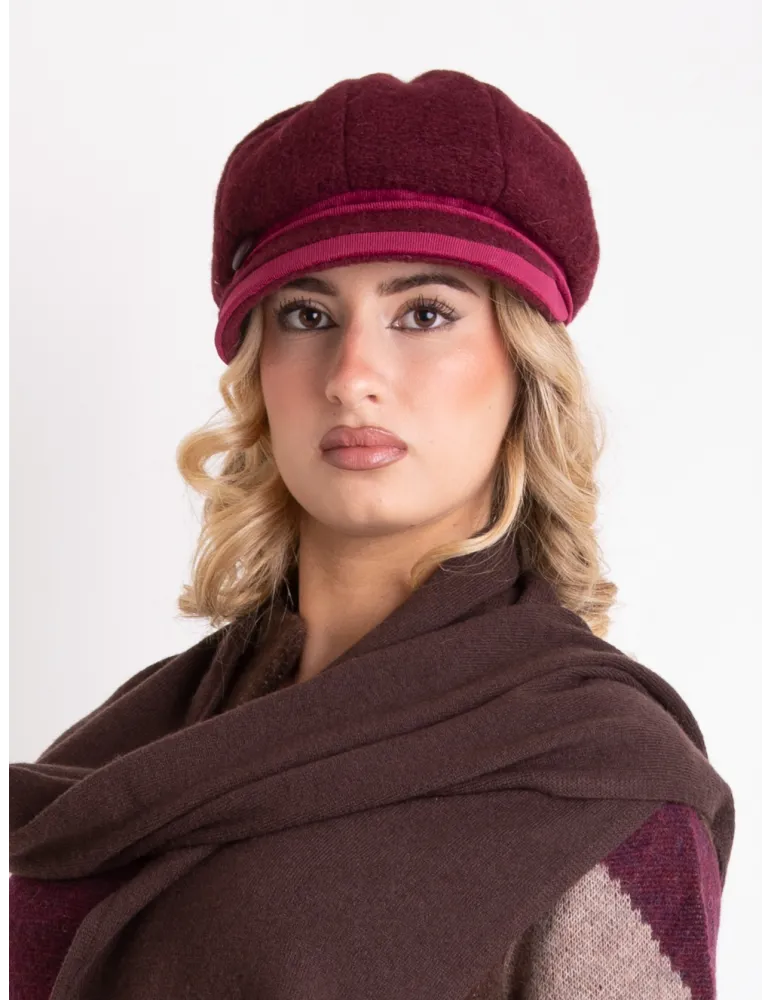 Complit bordeaux wool newsboy hat cap