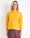 Volpato yellow pure cashmere turtleneck box sweater