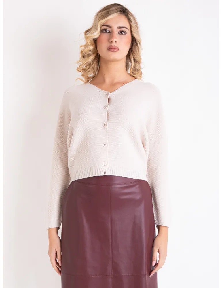 Volpato Maglieria | Cardigan pura lana beige vaniglia linea over size