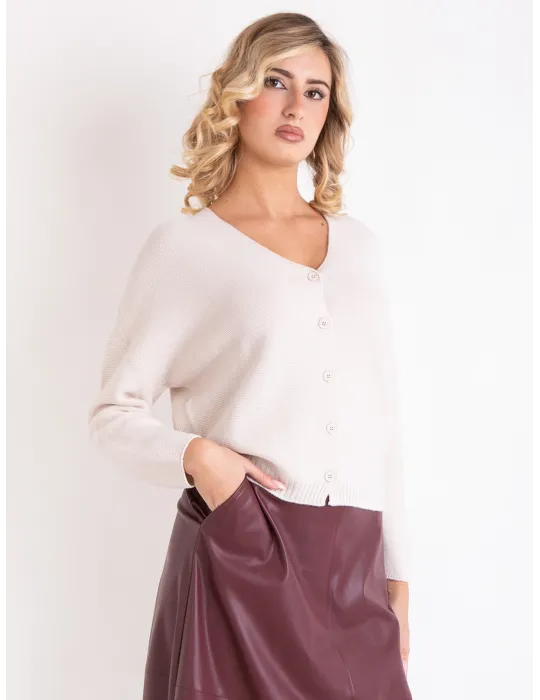 Volpato Maglieria | Cardigan pura lana beige vaniglia linea over size Volpato Maglieria | Cardigan pura lana beige vaniglia linea over size