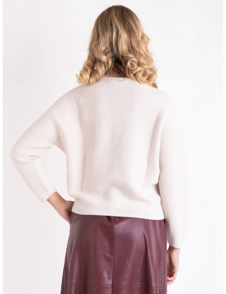 Volpato Maglieria | Cardigan pura lana beige vaniglia linea over size