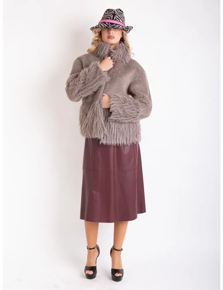 Milestone | Beige Taupe Reversed Shearling Faux Fur Jacket