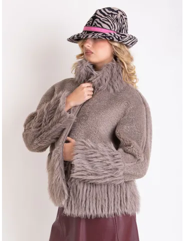 Milestone Beige Taupe Reversed Shearling Faux Fur Jacket 2