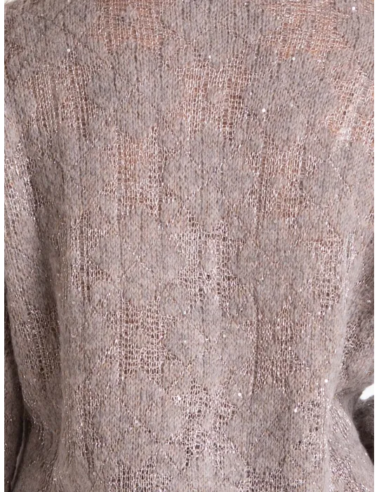 Greige Baby Alpaca Jacket with Sequins and Lurex thread